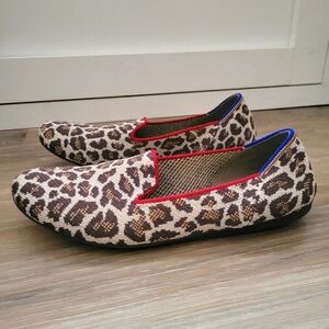 Rothy’s Mocha Spot Loafers Round Toe Flat Ballet Knit size 8